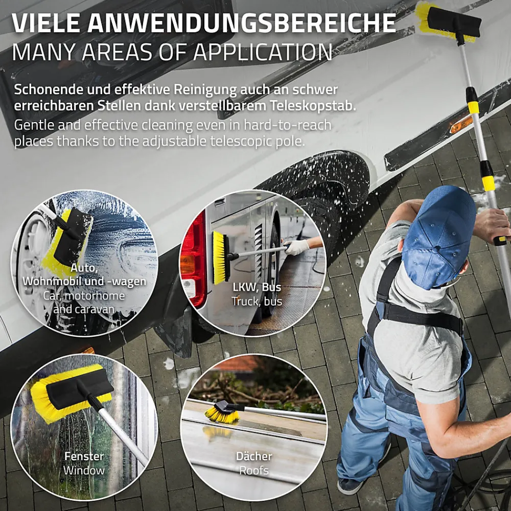 Brosse de Lavage Auto avec Manche Télescopique, Réglable de 130 à 300 cm>ECD Germany Hot