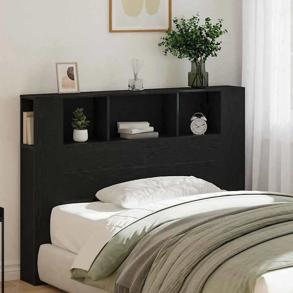Cabinet de Tête de Lit Chêne noir 120 x 18.5 x 102.5 cm>Vidaxl Best