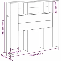 Vidaxl Cabinet de Tête de Lit Chêne noir 120 x 18.5 x 102.5 cm* Tête De Lit