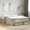 Cadre de lit avec tiroirs sans matelas chêne sonoma 160x200 cm>Vidaxl Online