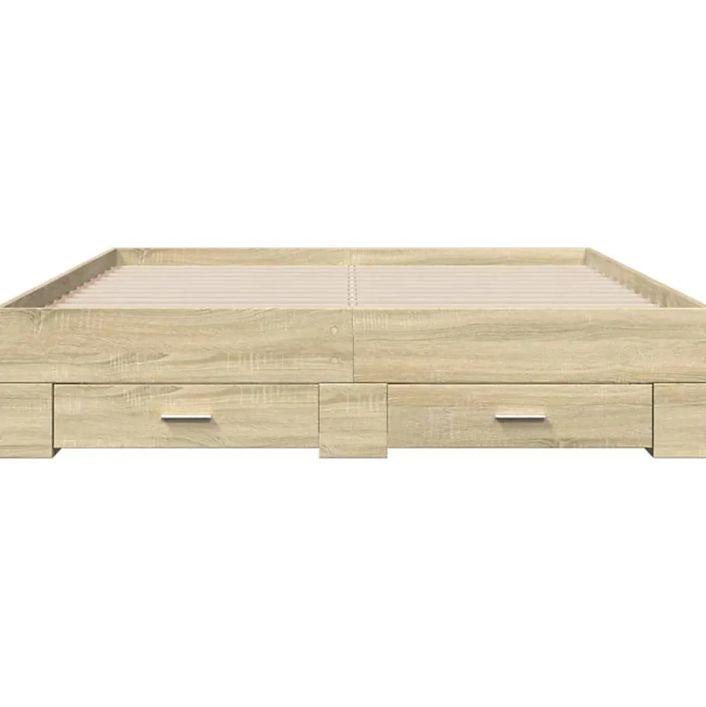 Cadre de lit avec tiroirs sans matelas chêne sonoma 160x200 cm>Vidaxl Online