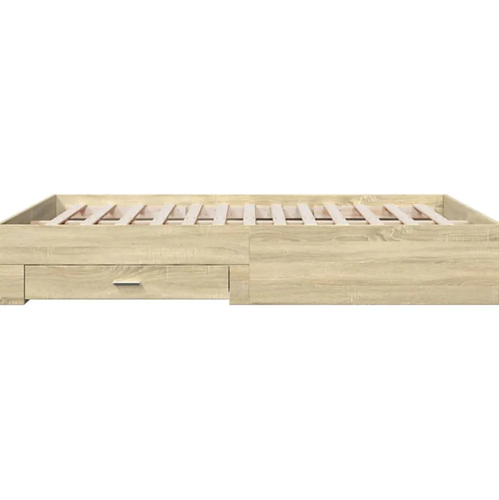 Cadre de lit avec tiroirs sans matelas chêne sonoma 160x200 cm>Vidaxl Online