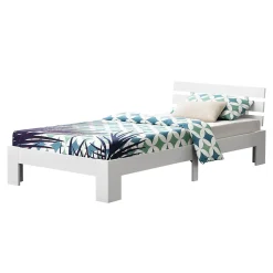 Cadre de Lit Design 90 x 200 cm Blanc en.casa>[En.Casa] Outlet