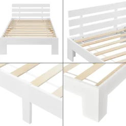 Cadre de Lit Design 90 x 200 cm Blanc en.casa><noscript><img width=