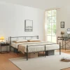 Cadre de Lit Double en Métal Laos 180 x 200 cm Noir Mat en.casa>[En.Casa] Best