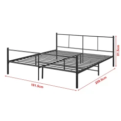 Cadre de Lit Double en Métal Laos 180 x 200 cm Noir Mat en.casa><noscript><img width=