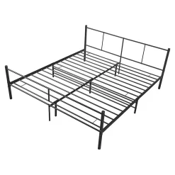 Cadre de Lit Double en Métal Laos 180 x 200 cm Noir Mat en.casa><noscript><img width=