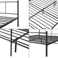 Cadre de Lit Double en Métal Laos 180 x 200 cm Noir Mat en.casa><noscript><img width=