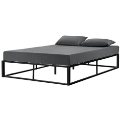 [En.Casa] Cadre de lit double Kreta en Métal 180 x 200 cm Noir en.casa* Lit Double