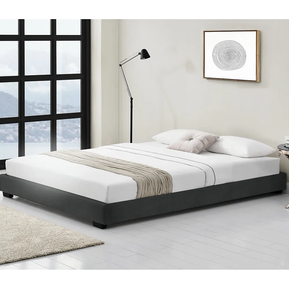 Cadre de Lit Double Masari Rembourré avec Similicuir Noir 200 x 180 cm>Corium
