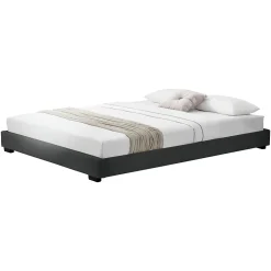 Cadre de Lit Double Masari Rembourré avec Similicuir Noir 200 x 180 cm>Corium