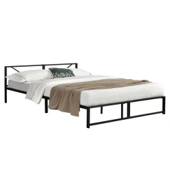 Cadre de Lit Double Meran en Métal 180 x 200 cm Noir en.casa>[En.Casa] Online