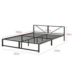 Cadre de Lit Double Meran en Métal 180 x 200 cm Noir en.casa><noscript><img width=
