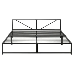 Cadre de Lit Double Meran en Métal 180 x 200 cm Noir en.casa><noscript><img width=