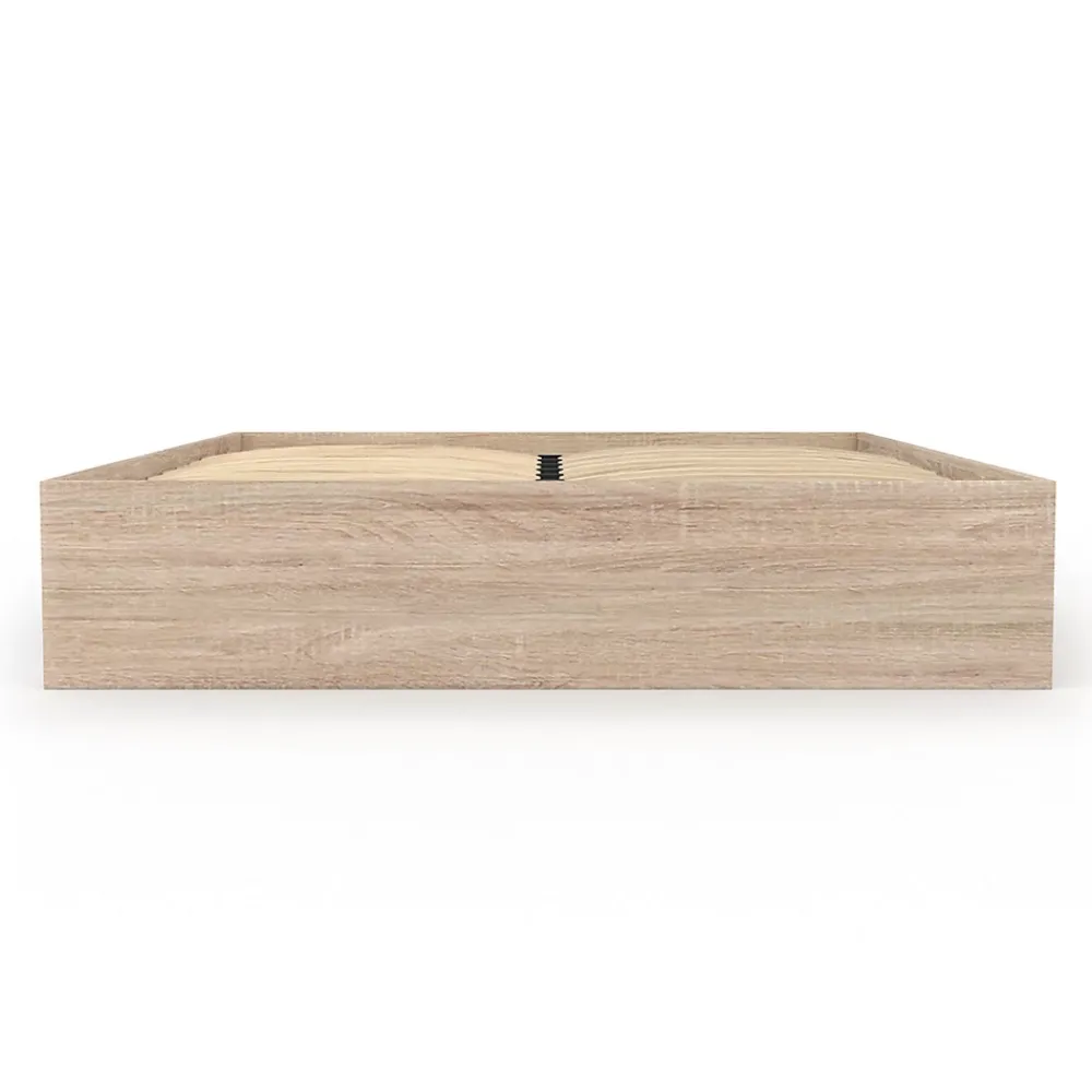 IDMarket Cadre de lit double SALEM avec rangements et sommier 140 x 190 cm façon hêtre* Lit Avec Rangement