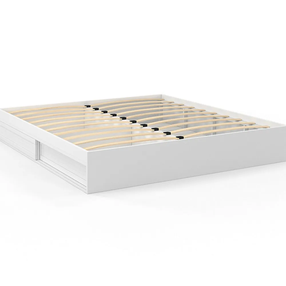 Cadre de lit double SALEM avec rangements et sommier 180 x 200 cm blanc>IDMarket Best