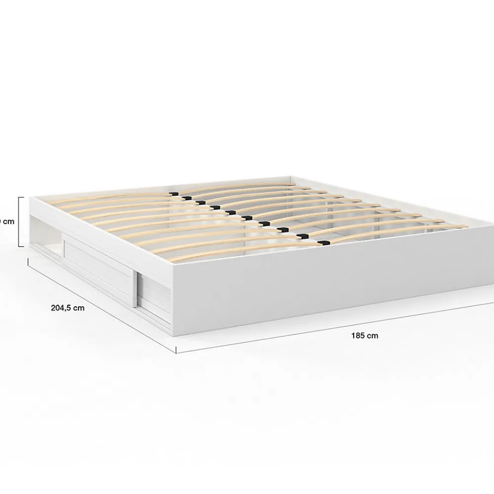 Cadre de lit double SALEM avec rangements et sommier 180 x 200 cm blanc>IDMarket Best