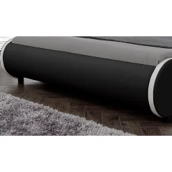 Corium Cadre de lit double Valencia à LED 140x200cm cuir synthétique avec sommier à lattes noir* Lit Double