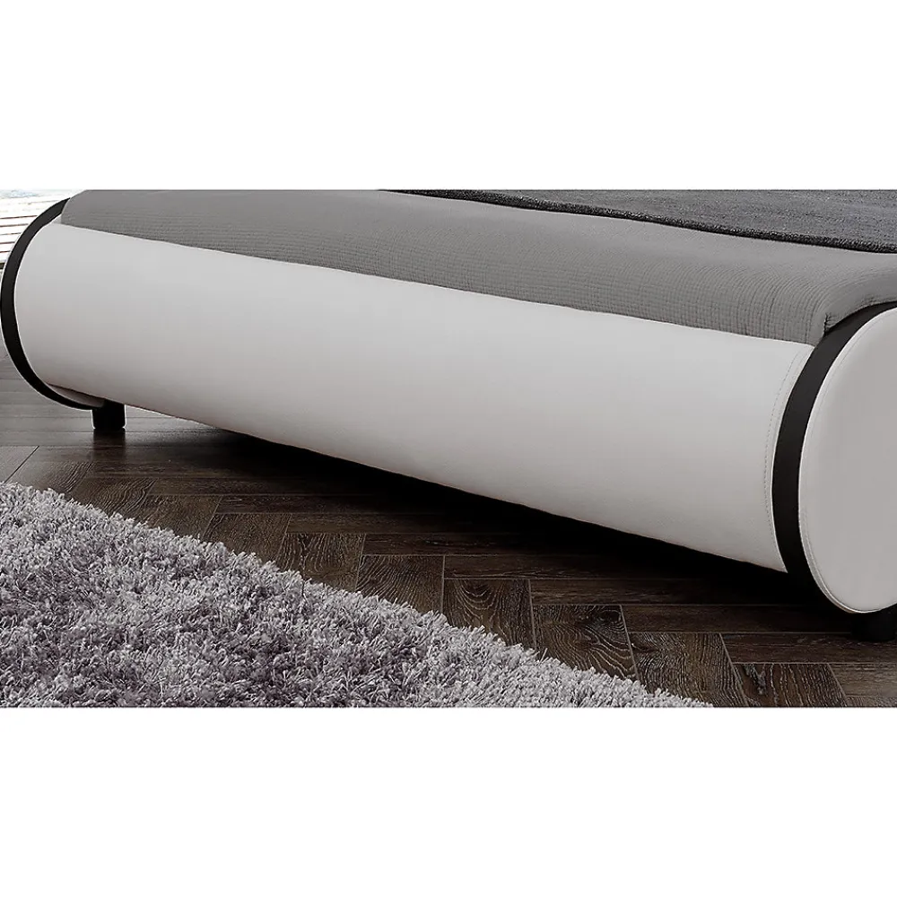 Cadre de lit double Valencia à LED 140x200cm cuir synthétique avec sommier à lattes blanc>Corium Sale