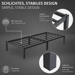 Ml-Design Cadre de lit en acier anthracite 90x200 cm avec sommier à lattes matelas H16 cm* Sommier
