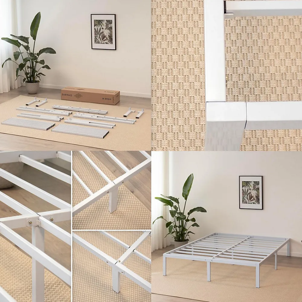 Cadre De Lit En Acier Avec Espace De Rangement - Montage Facile - 180x200 Cm Blanc>Monmobilierdesign Discount