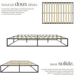 Cadre de lit en acier sommier à lattes en bois de peuplier 200x140cm><noscript><img width=