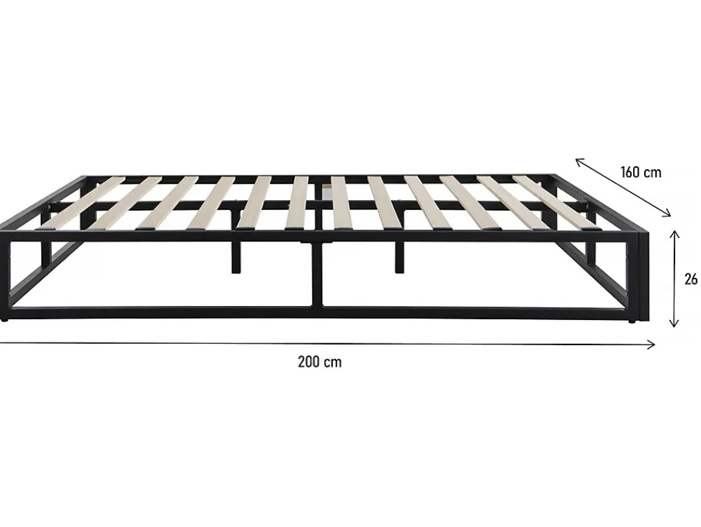 Habitat Et Jardin Cadre de lit en métal 160 x 200 cm - Noir* Lit Double