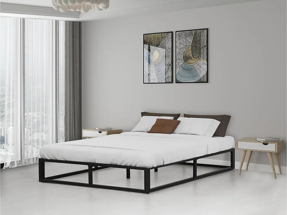 Habitat Et Jardin Cadre de lit en métal 160 x 200 cm - Noir* Lit Double