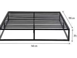 Habitat Et Jardin Cadre de lit en métal 140 x 190 - Noir* Lit Double