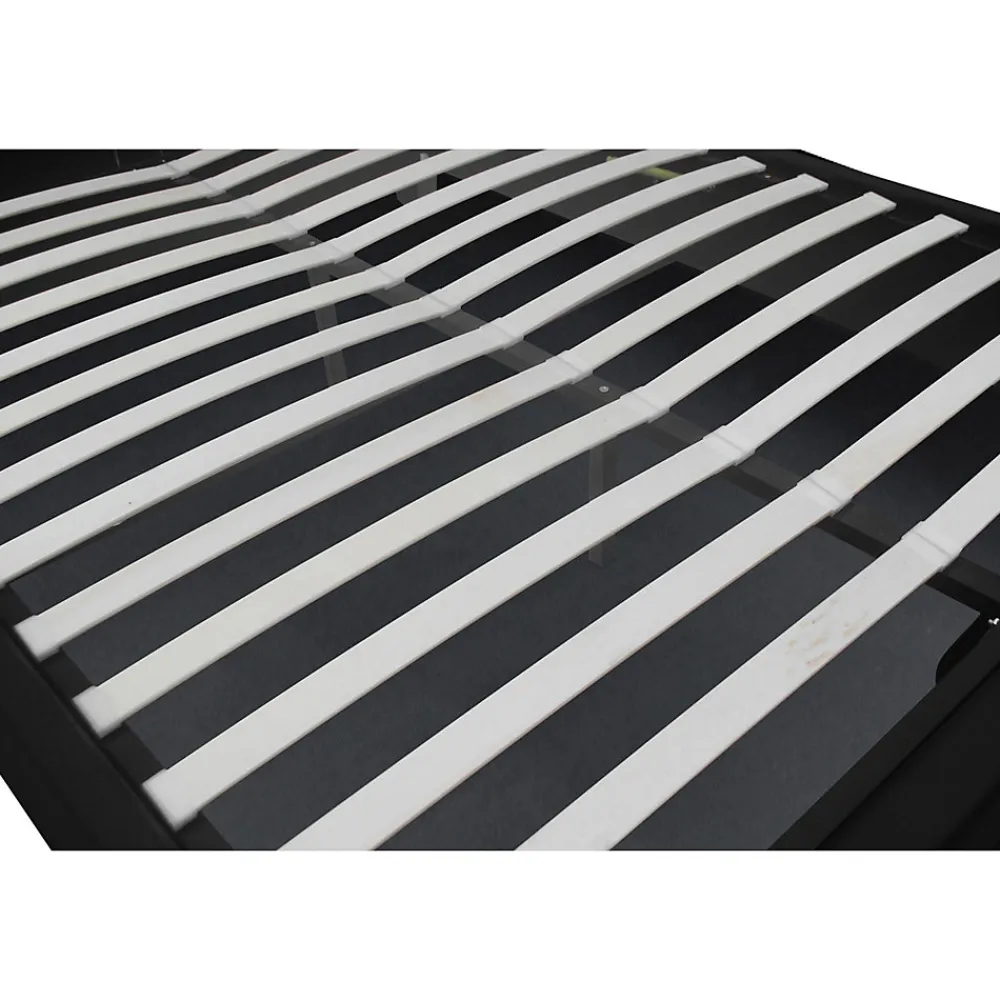 Cadre de lit en PU noir avec rangements et LED intégrées 140x190 cm NEW YORK>Concept Usine Sale