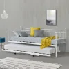 Cadre de Lit Gigogne en Métal Skutskär Blanc 90x200cm en.casa>[En.Casa] Online