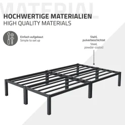 Cadre de lit métal anthracite matelas H:16 cm sommier à lattes intégré 120x200cm><noscript><img width=