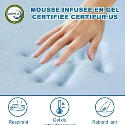 Teeno Cadre de lit métallique à LED (140 x200 cm) + ensemble matelas en mousse à mémoire de forme de 17cm d'épaisseur* Ensemble Sommier Et Matelas