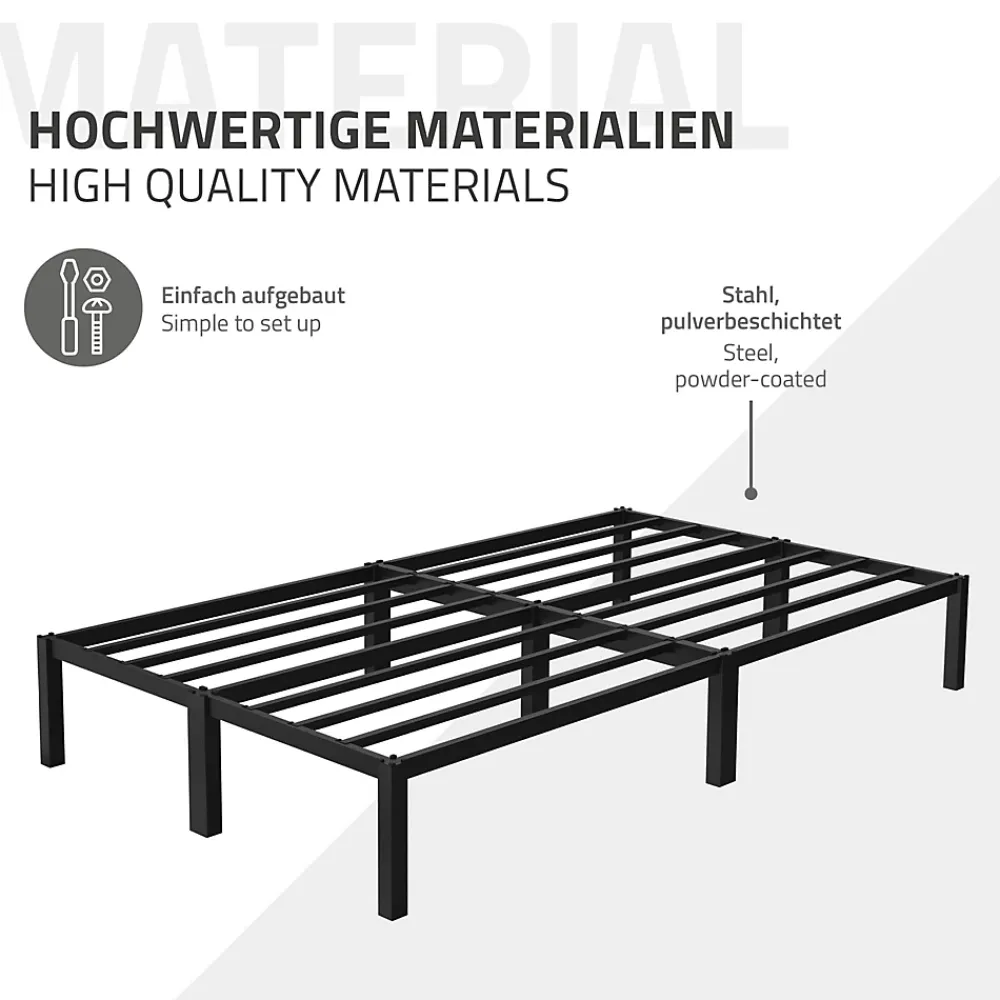 Ml-Design Cadre de lit noir en métal 120x200cm avec sommier à lattes matelas H:16 cm* Sommier