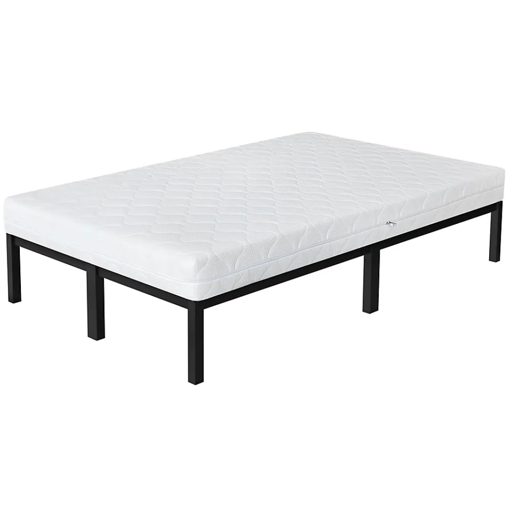 Ml-Design Cadre de lit noir en métal 120x200cm avec sommier à lattes matelas H:16 cm* Sommier