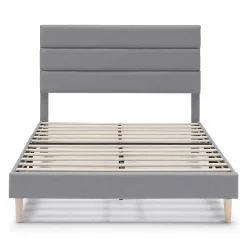 Vs Venta-Stock Cadre de lit plateforme Aroma capitonné 30 cm, 150x190 cm, Gris clair* Sommier