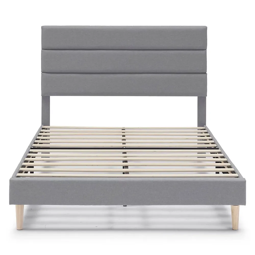 Vs Venta-Stock Cadre de lit plateforme Aroma capitonné 30 cm, 150x190 cm, Gris clair* Sommier