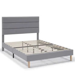Vs Venta-Stock Cadre de lit plateforme Aroma capitonné 30 cm, 150x190 cm, Gris clair* Sommier