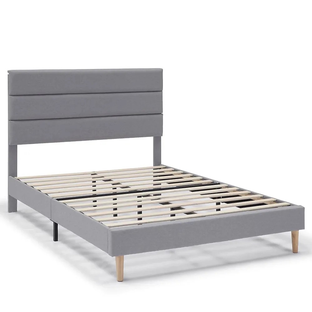 Vs Venta-Stock Cadre de lit plateforme Aroma capitonné 30 cm, 150x190 cm, Gris clair* Sommier