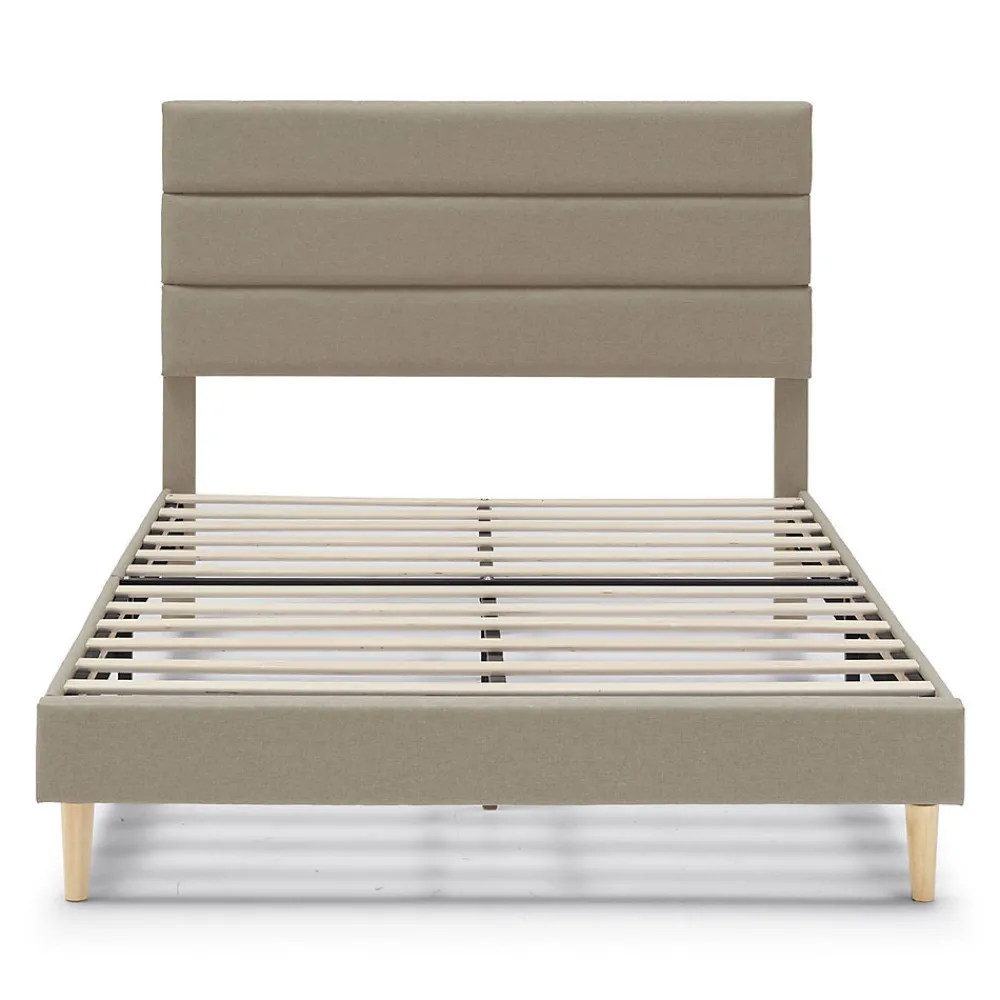 Cadre de lit plateforme Aroma capitonné 30 cm, 150x190 cm, Beige>Vs Venta-Stock Clearance