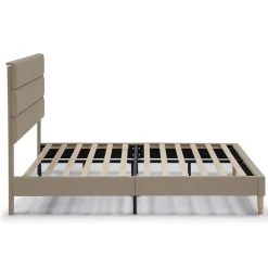 Cadre de lit plateforme Aroma capitonné 30 cm, 150x190 cm, Beige><noscript><img data-lazyloaded=