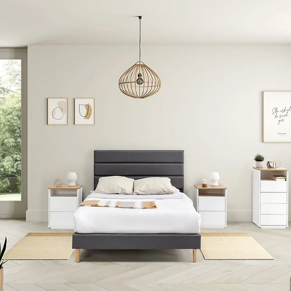 Cadre de lit plateforme Aroma capitonné 30 cm, 150x190 cm, Gris foncé>Vs Venta-Stock New