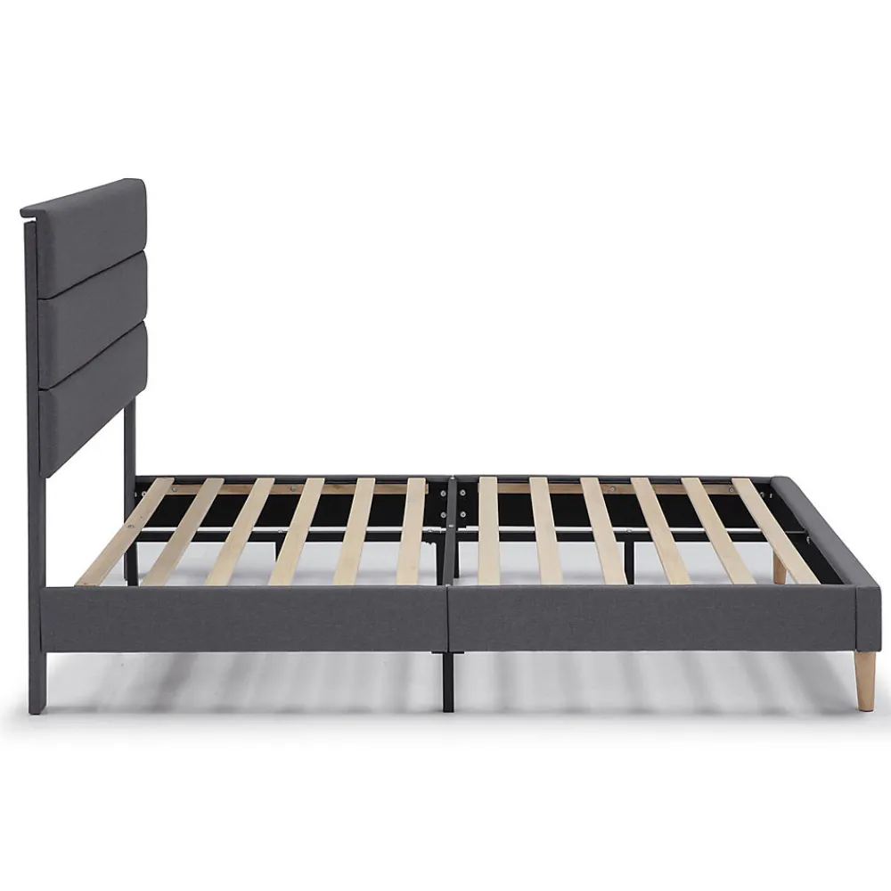 Cadre de lit plateforme Aroma capitonné 30 cm, 150x190 cm, Gris foncé>Vs Venta-Stock New