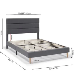 Cadre de lit plateforme Aroma capitonné 30 cm, 150x190 cm, Gris foncé><noscript><img width=