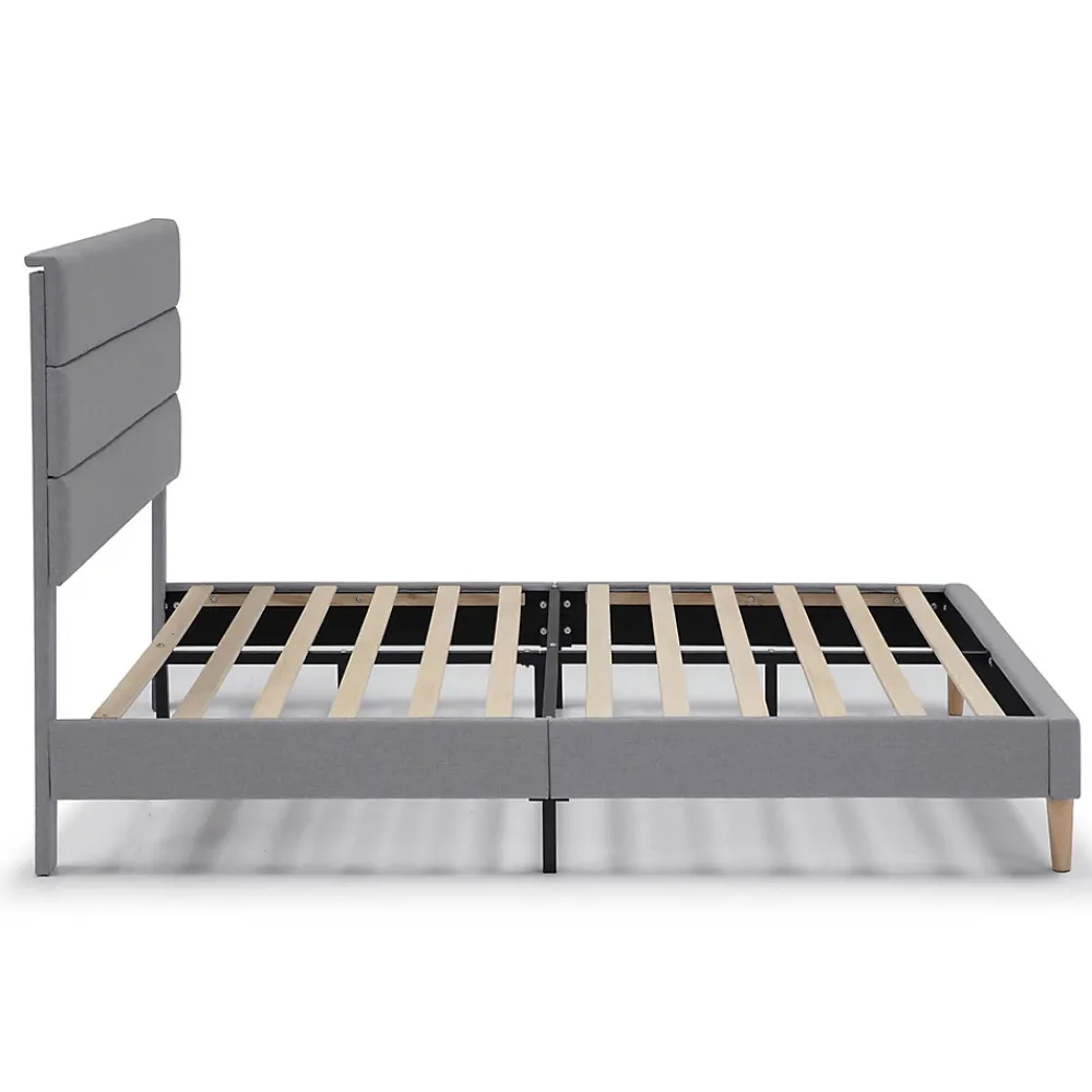 Vs Venta-Stock Cadre de lit plateforme Aroma capitonné 30 cm, 140x190 cm, Gris clair* Sommier