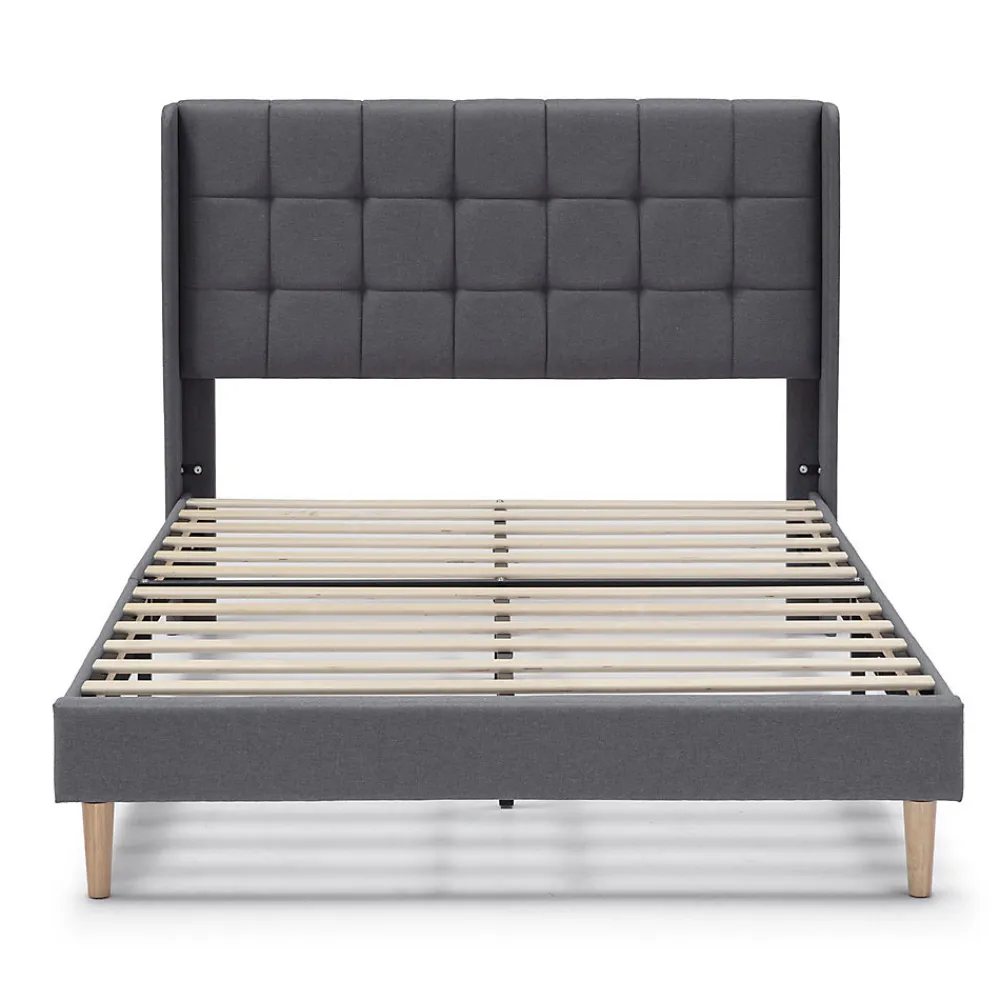 Cadre de lit plateforme Esther capitonné 30 cm, 140x190 cm, Gris foncé>Vs Venta-Stock Hot