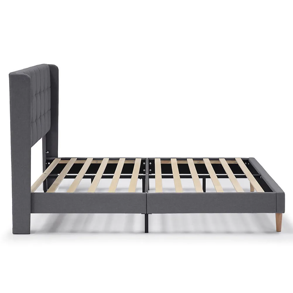 Cadre de lit plateforme Esther capitonné 30 cm, 140x190 cm, Gris foncé>Vs Venta-Stock Hot