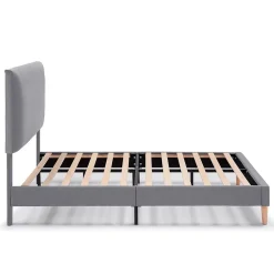 Vs Venta-Stock Cadre de lit rembourré Lauren 30 cm, 90 x 190 cm, Gris foncé* Sommier