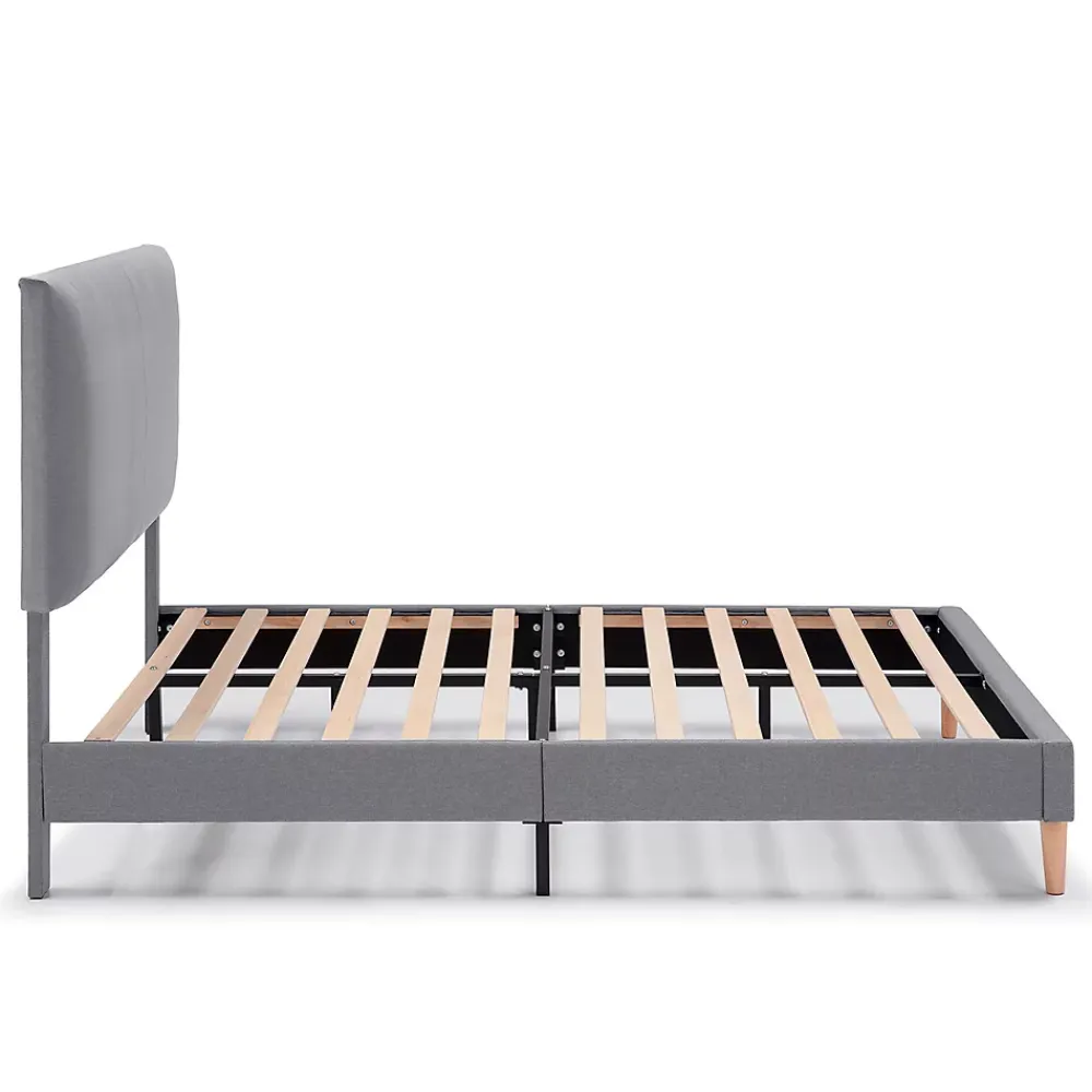 Vs Venta-Stock Cadre de lit rembourré Lauren 30 cm, 90 x 190 cm, Gris foncé* Sommier