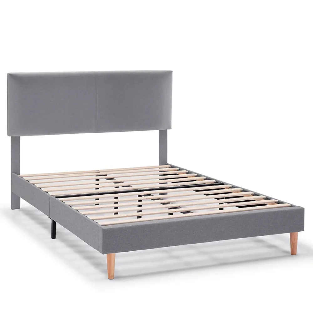Vs Venta-Stock Cadre de lit rembourré Lauren 30 cm, 90 x 190 cm, Gris foncé* Sommier